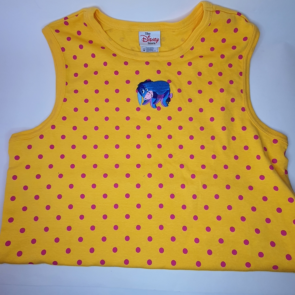 Disney Yellow Tank Top with Pink Dots and Eeyore Design - NWT
